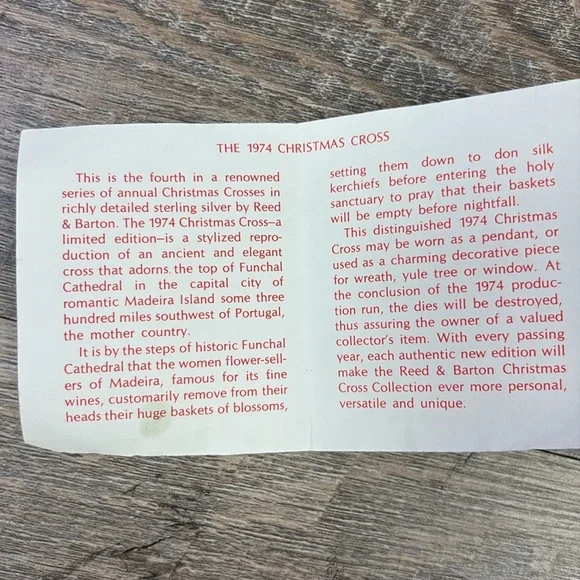 Vintage 1974 Reed & Barton Sterling Silver Christmas Cross - Picture 7 of 8